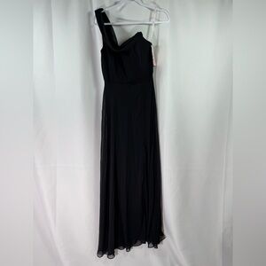 Thread Chiffon One-Shoulder Draped W/Cowl Neckline Black 4R